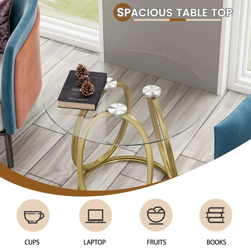 Myhozm Glass Side Table for Living Room with Sturdy Metal Frame 10