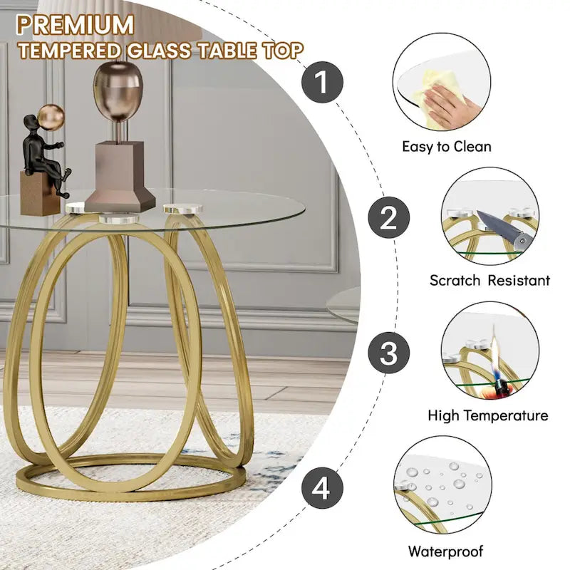 Myhozm Glass Side Table for Living Room with Sturdy Metal Frame 11