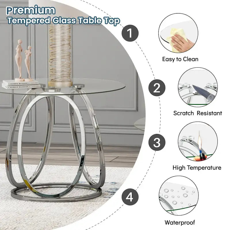 Myhozm Glass Side Table for Living Room with Sturdy Metal Frame 16