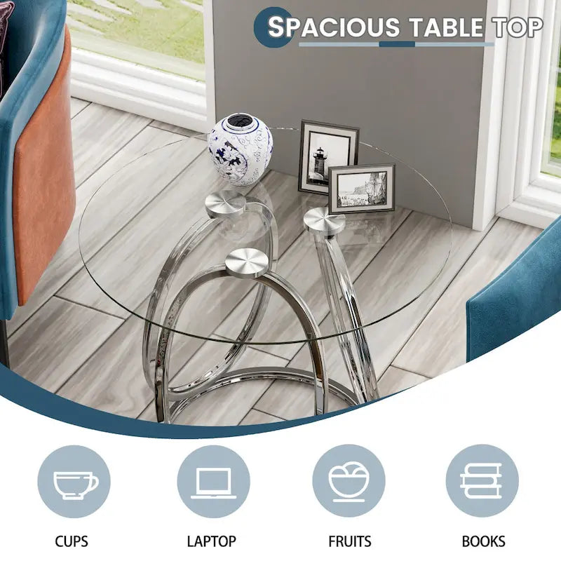 Myhozm Glass Side Table for Living Room with Sturdy Metal Frame 17