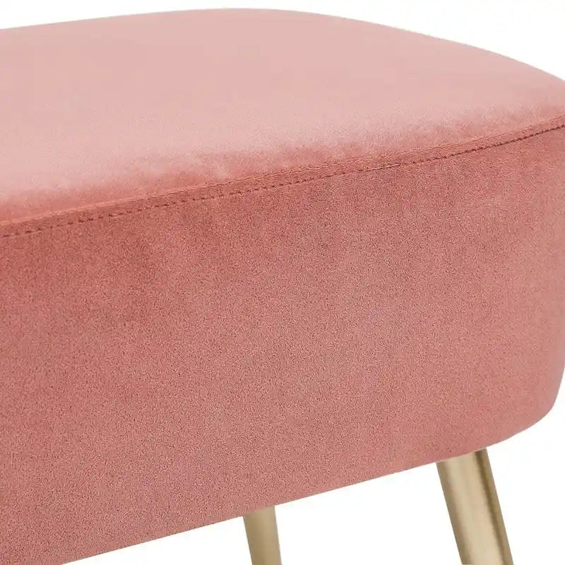 Adeco Velvet Footrest Bench with Metal Legs - Stylish Bed End Stool and Dressing Chair 4