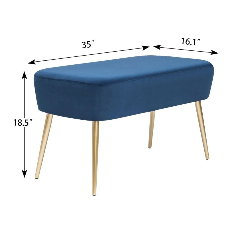 Adeco Velvet Footrest Bench with Metal Legs - Stylish Bed End Stool and Dressing Chair 13