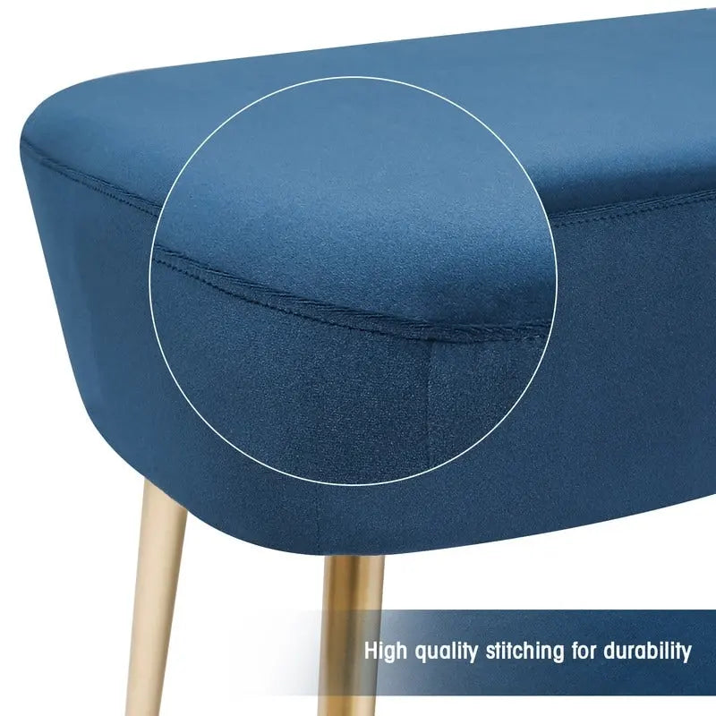 Adeco Velvet Footrest Bench with Metal Legs - Stylish Bed End Stool and Dressing Chair 14