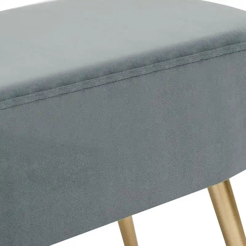 Adeco Velvet Footrest Bench with Metal Legs - Stylish Bed End Stool and Dressing Chair 20