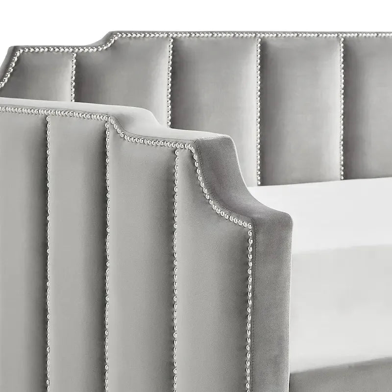 iNSPIRE Q Modern Chareau Glam Grey Velvet Daybed 5