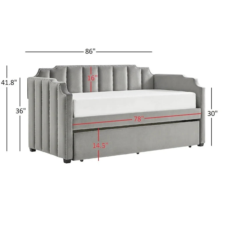 iNSPIRE Q Modern Chareau Glam Grey Velvet Daybed 6