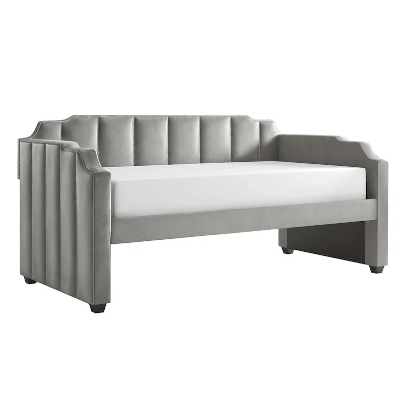 iNSPIRE Q Modern Chareau Glam Grey Velvet Daybed 7