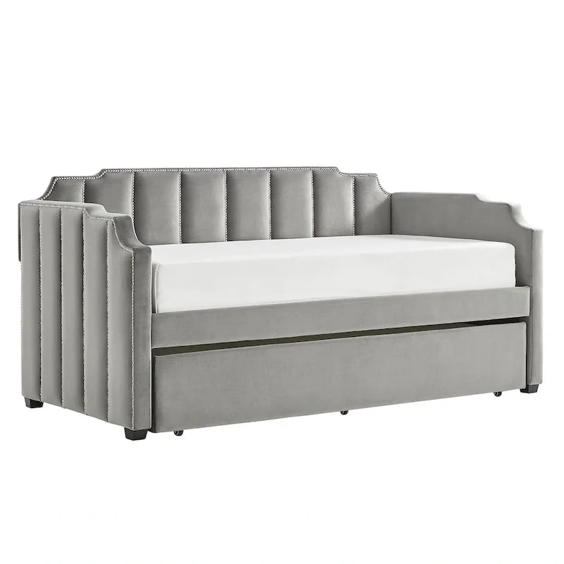 iNSPIRE Q Modern Chareau Glam Grey Velvet Daybed 10