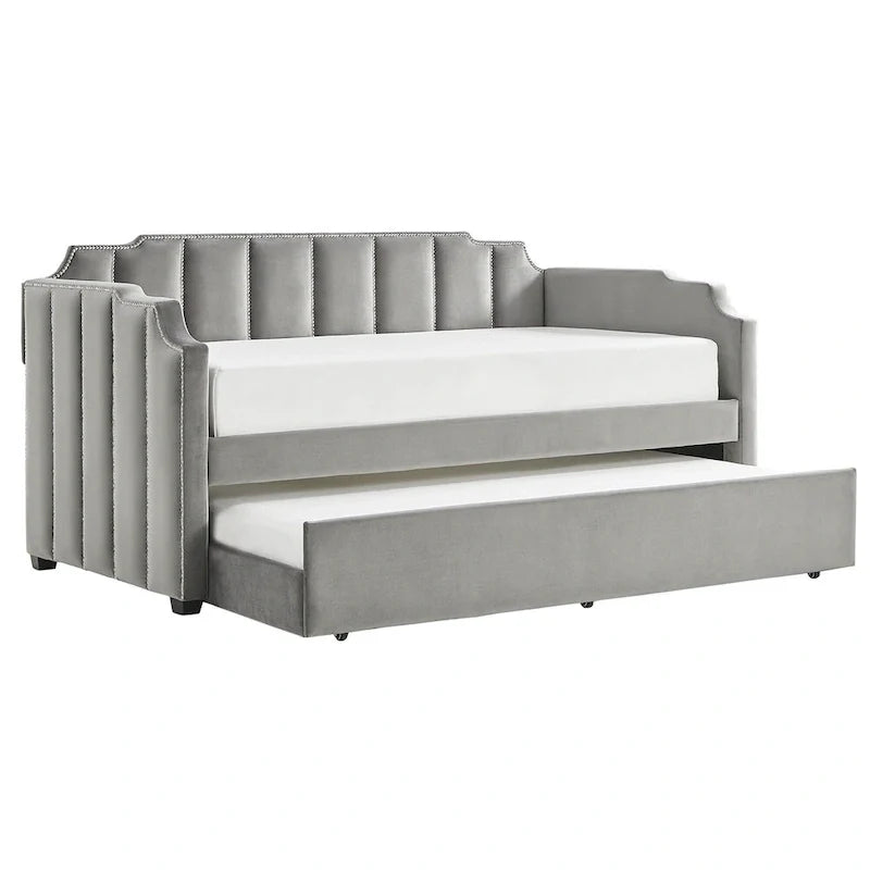 iNSPIRE Q Modern Chareau Glam Grey Velvet Daybed 11