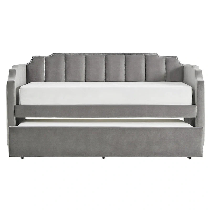 iNSPIRE Q Modern Chareau Glam Grey Velvet Daybed 12