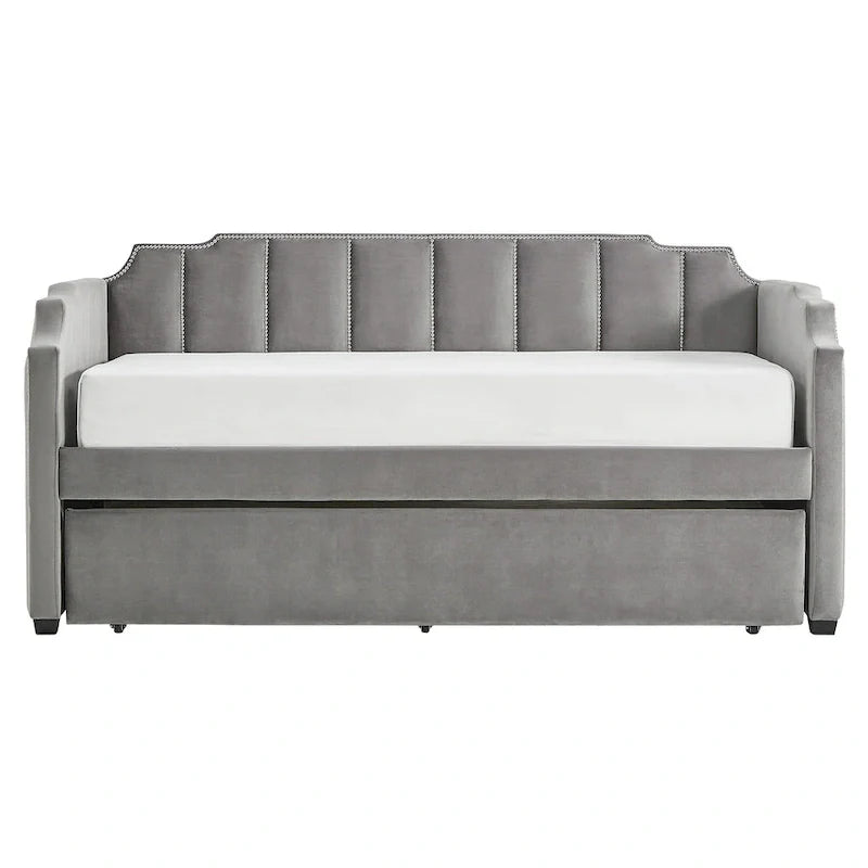 iNSPIRE Q Modern Chareau Glam Grey Velvet Daybed 13