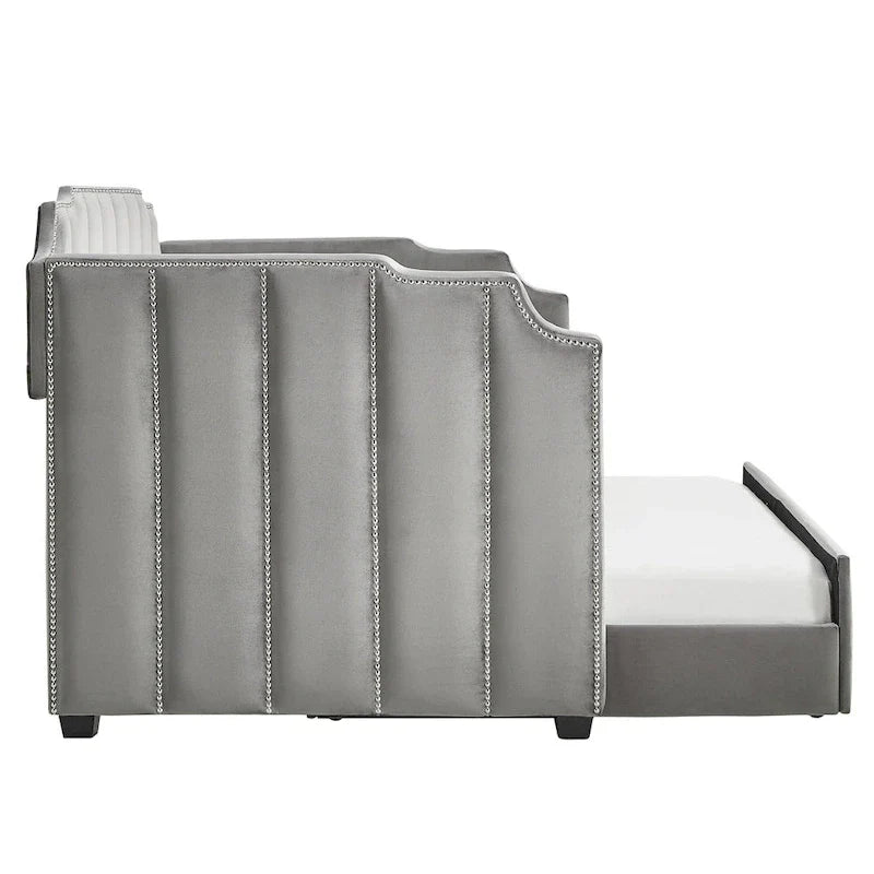 iNSPIRE Q Modern Chareau Glam Grey Velvet Daybed 14