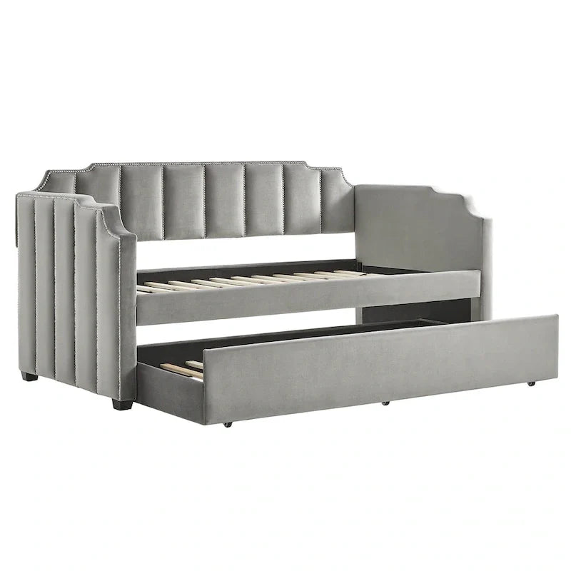 iNSPIRE Q Modern Chareau Glam Grey Velvet Daybed 15