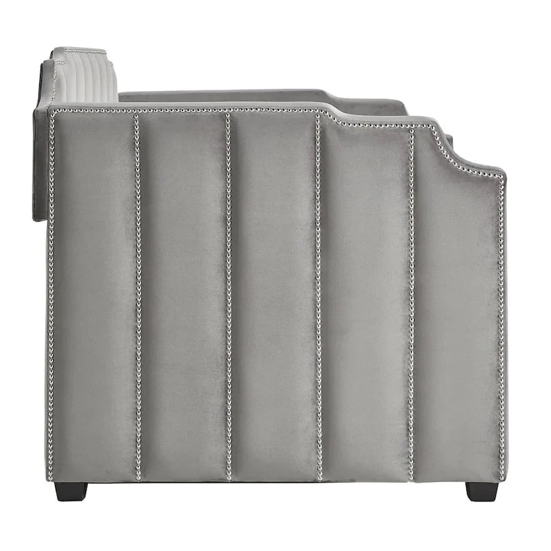 iNSPIRE Q Modern Chareau Glam Grey Velvet Daybed 16