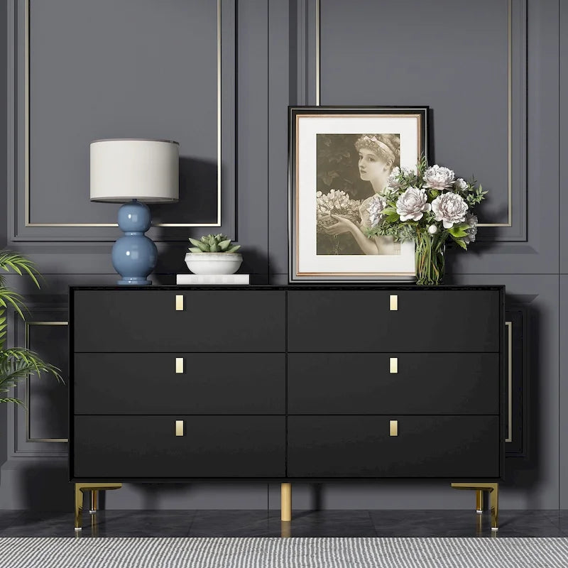 Mid-Century 6-Drawer Storage Dresser Chest Sideboard 32