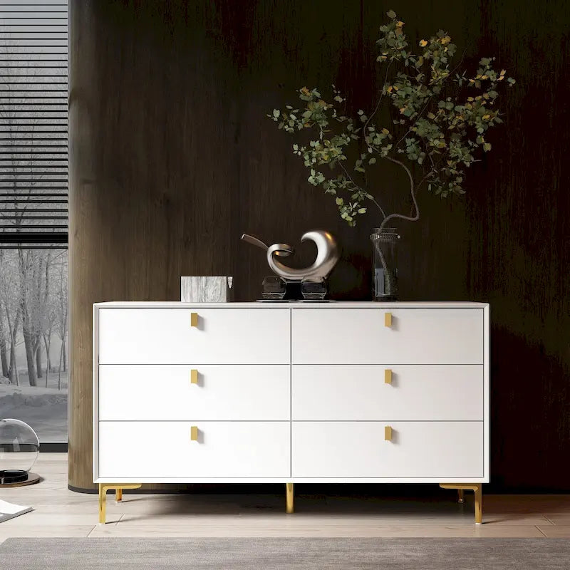 Mid-Century 6-Drawer Storage Dresser Chest Sideboard 33