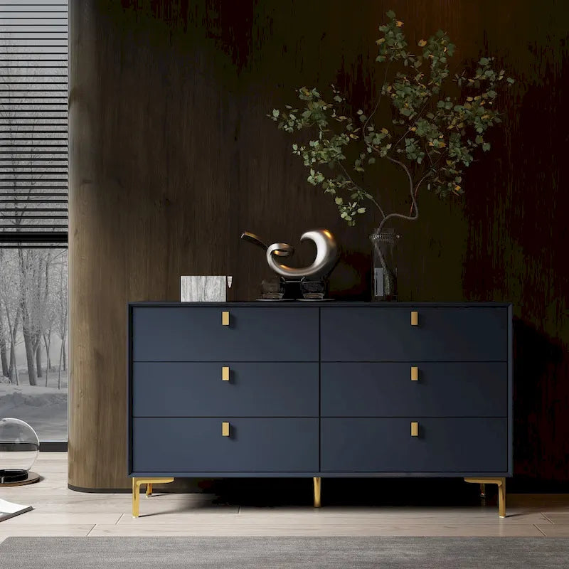 Mid-Century 6-Drawer Storage Dresser Chest Sideboard 1