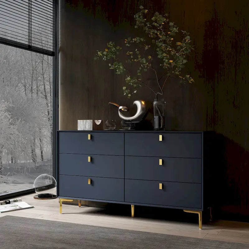 Mid-Century 6-Drawer Storage Dresser Chest Sideboard 3