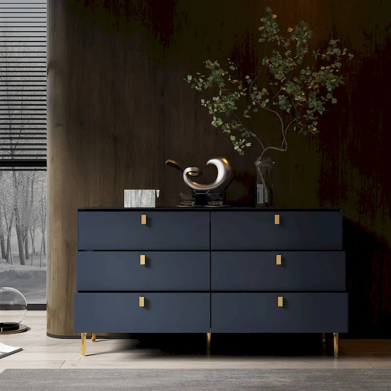 Mid-Century 6-Drawer Storage Dresser Chest Sideboard 4
