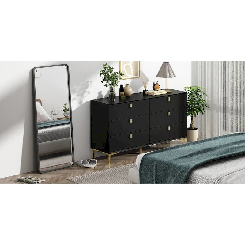 Mid-Century 6-Drawer Storage Dresser Chest Sideboard 5