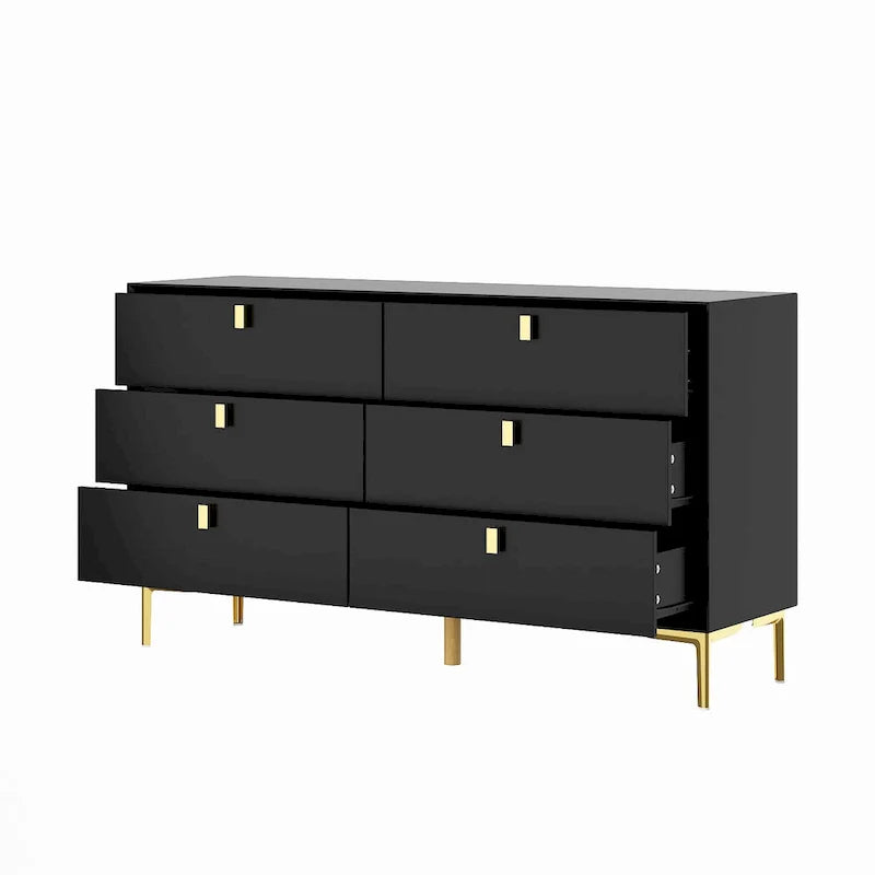 Mid-Century 6-Drawer Storage Dresser Chest Sideboard 7