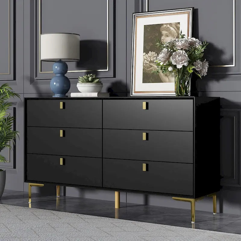 Mid-Century 6-Drawer Storage Dresser Chest Sideboard 14