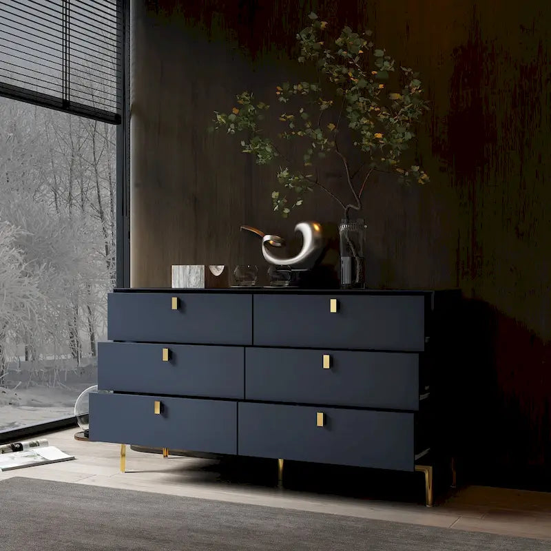 Mid-Century 6-Drawer Storage Dresser Chest Sideboard 15