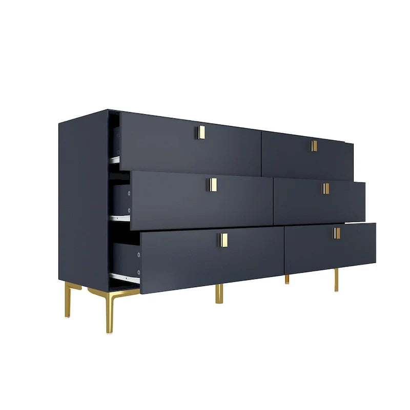 Mid-Century 6-Drawer Storage Dresser Chest Sideboard 18