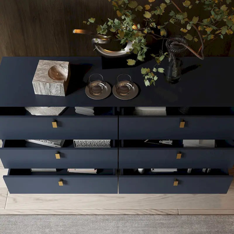 Mid-Century 6-Drawer Storage Dresser Chest Sideboard 22