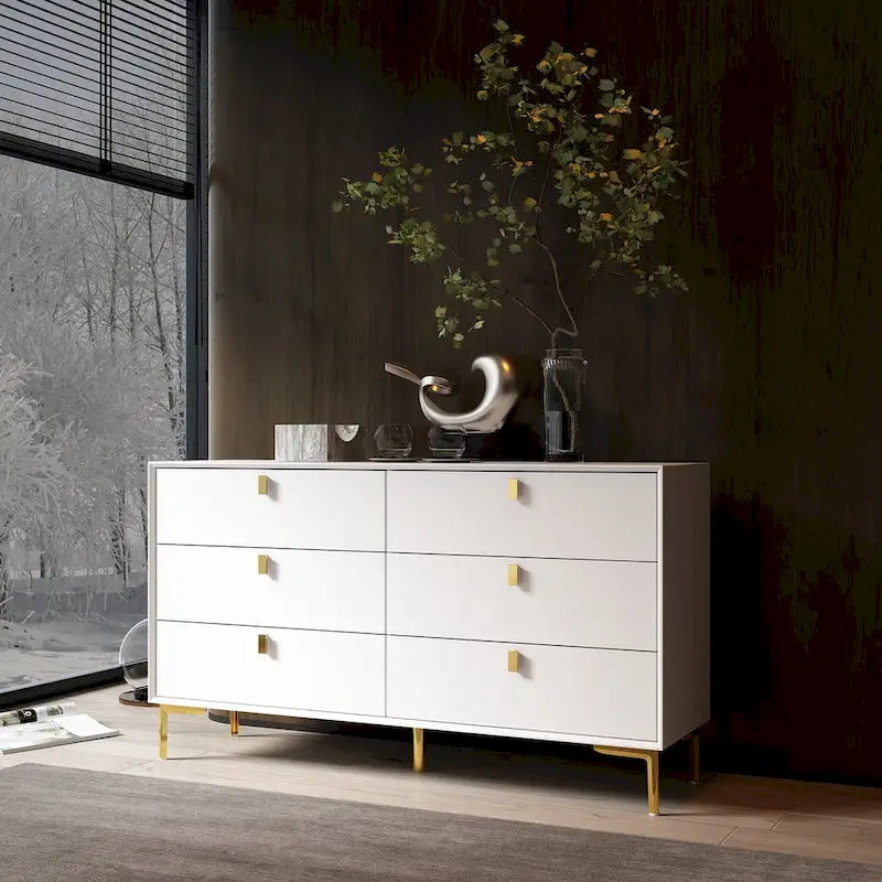 Mid-Century 6-Drawer Storage Dresser Chest Sideboard 27