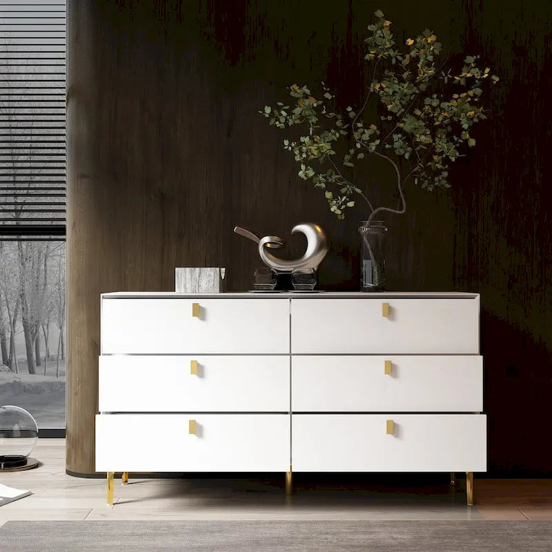 Mid-Century 6-Drawer Storage Dresser Chest Sideboard 28