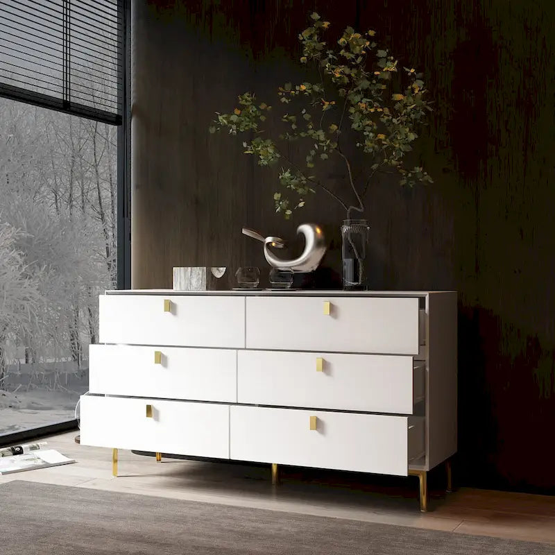 Mid-Century 6-Drawer Storage Dresser Chest Sideboard 29