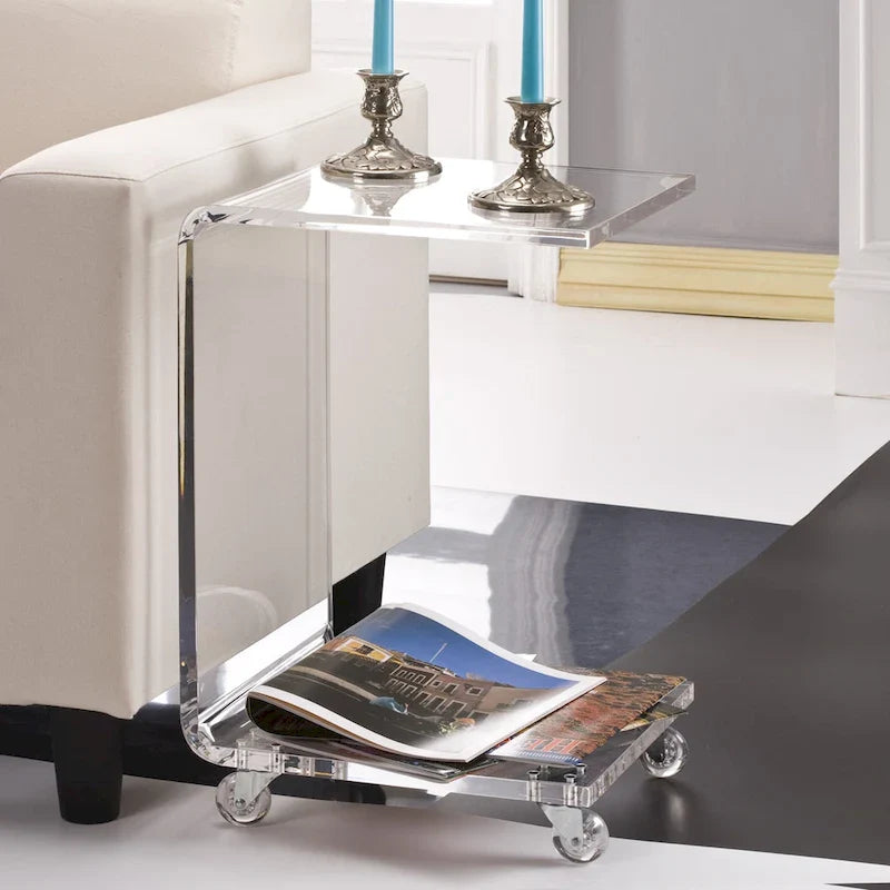 C-Shaped 100% Acrylic Accent Table for Indoor/Outdoor Use 1