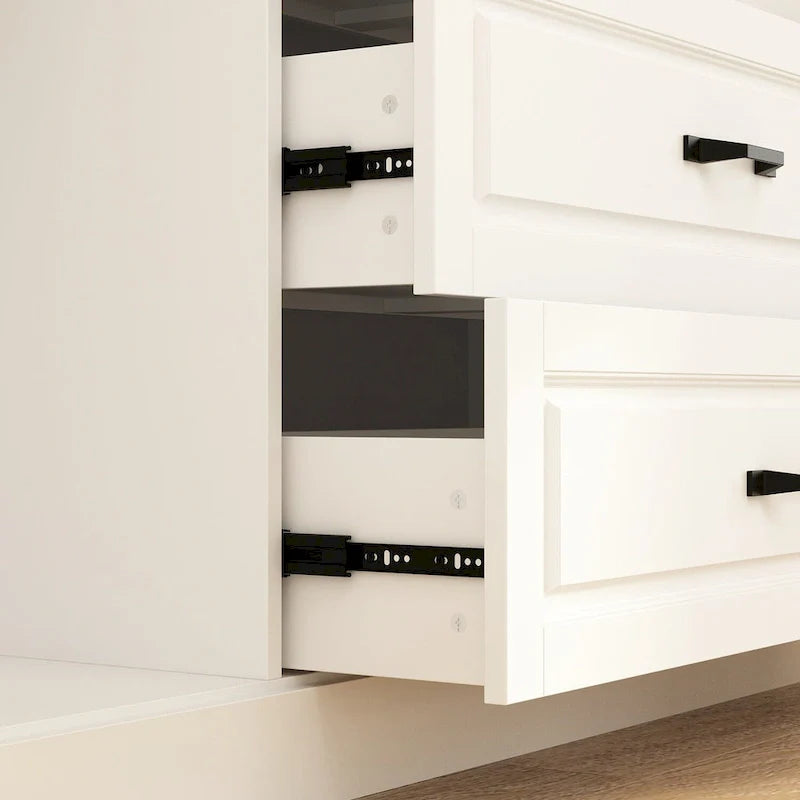 78.7-Inch Modular White Curio Cabinet with Glass Doors for Buffet Display 30