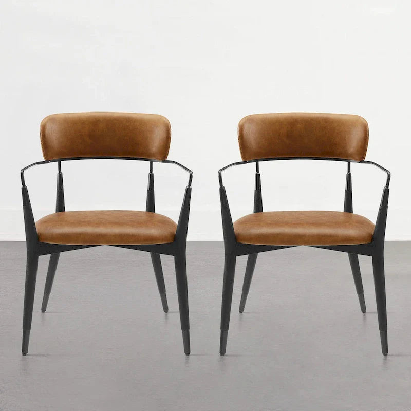 Set of 2 Mid-Century Solid Wood Accent Dining Chairs by Art Leon 2