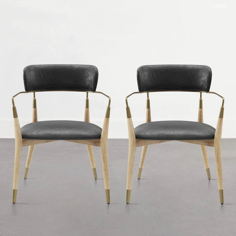 Set of 2 Mid-Century Solid Wood Accent Dining Chairs by Art Leon 3