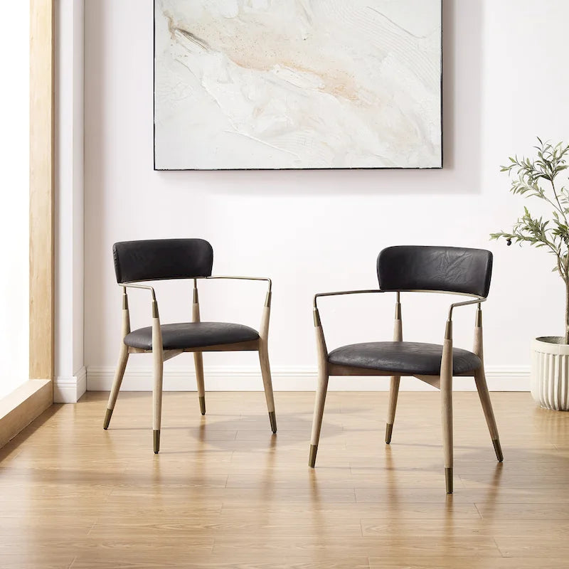 Set of 2 Mid-Century Solid Wood Accent Dining Chairs by Art Leon 5