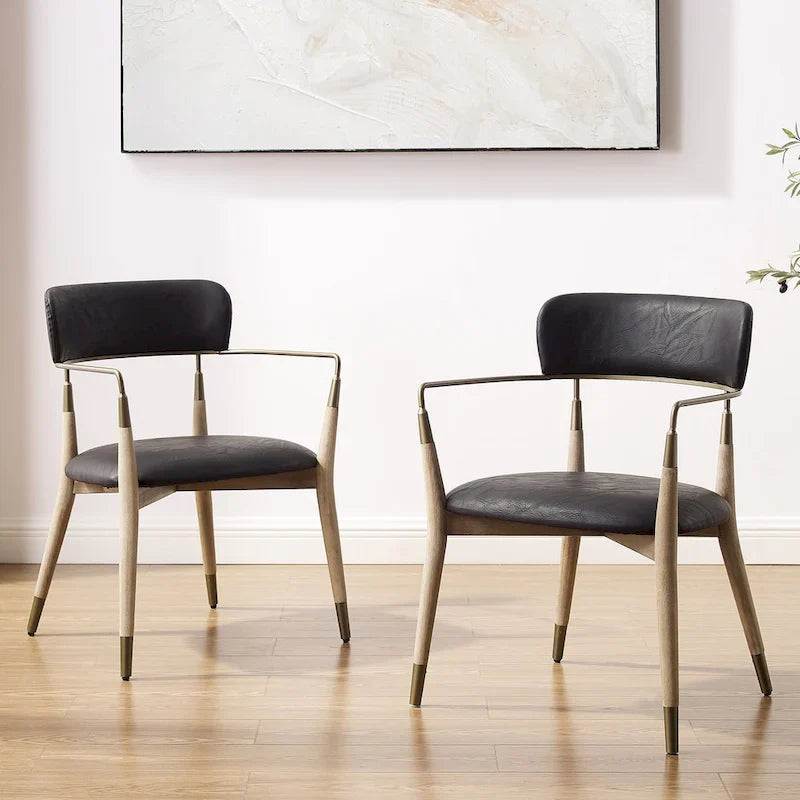 Set of 2 Mid-Century Solid Wood Accent Dining Chairs by Art Leon 10