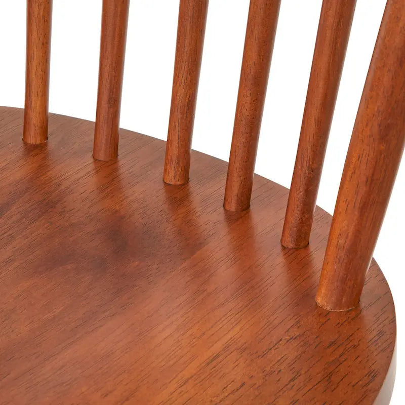 Set of 2 Spindle Back Dining Chairs Solid Rubberwood Farmhouse Style 17