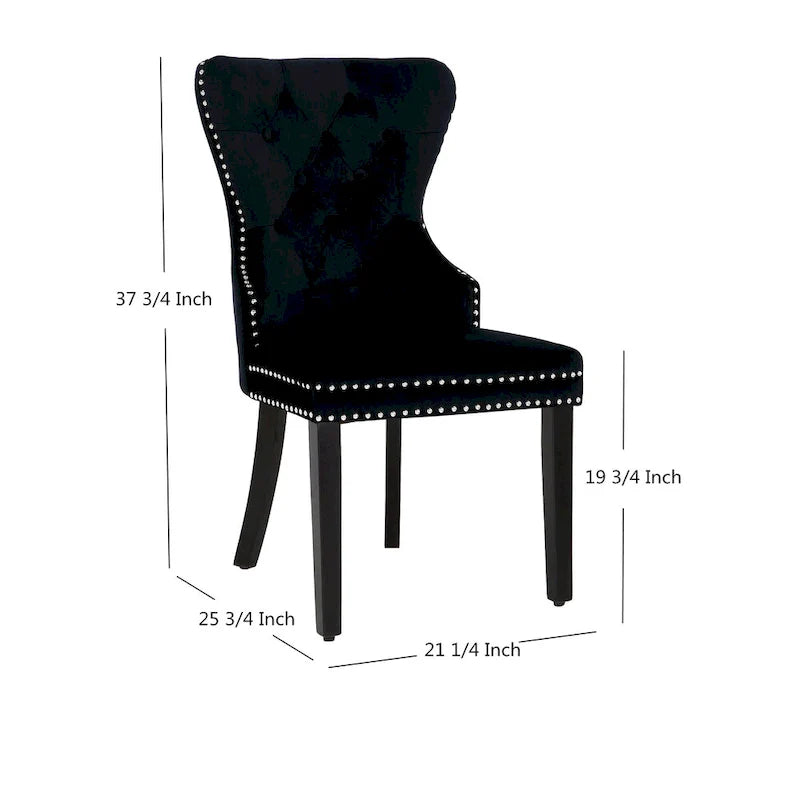 Set of 2 Grandview Tufted Upholstered Dining Chairs with Nailhead Trim and Ring Pull 2
