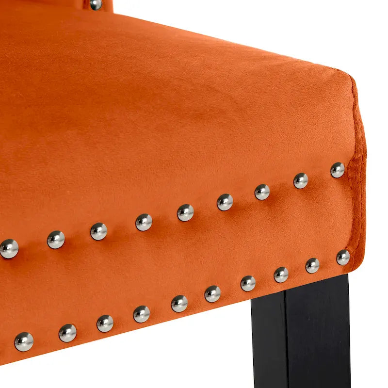 Set of 2 Grandview Tufted Upholstered Dining Chairs with Nailhead Trim and Ring Pull 25