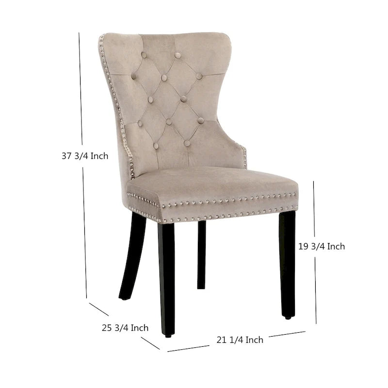 Set of 2 Grandview Tufted Upholstered Dining Chairs with Nailhead Trim and Ring Pull 28