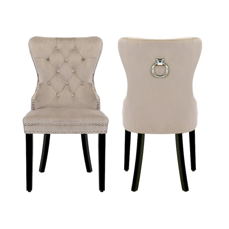 Set of 2 Grandview Tufted Upholstered Dining Chairs with Nailhead Trim and Ring Pull 30
