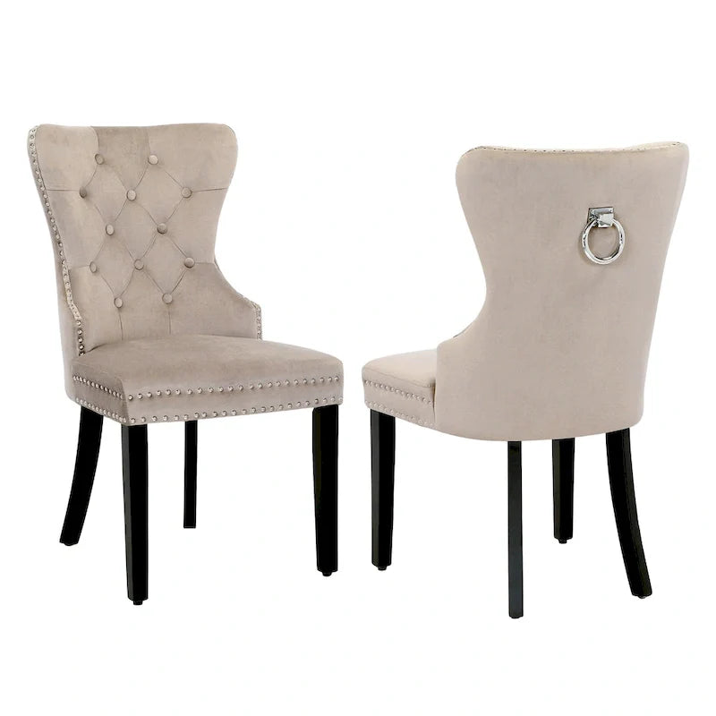 Set of 2 Grandview Tufted Upholstered Dining Chairs with Nailhead Trim and Ring Pull 31