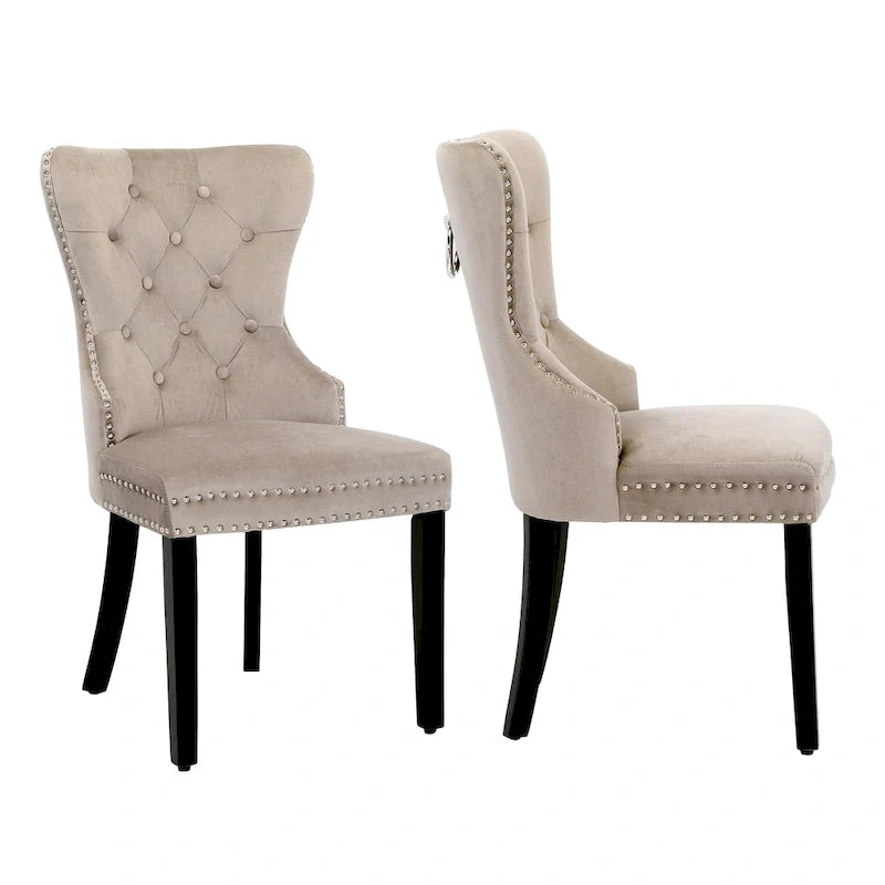 Set of 2 Grandview Tufted Upholstered Dining Chairs with Nailhead Trim and Ring Pull 32