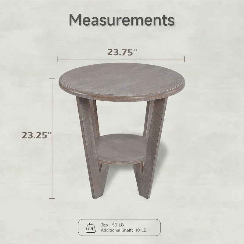 COZAYH Set of 2 Rustic Farmhouse End Tables with Storage Shelf - Vintage Grey French Country Accent Side Tables 11
