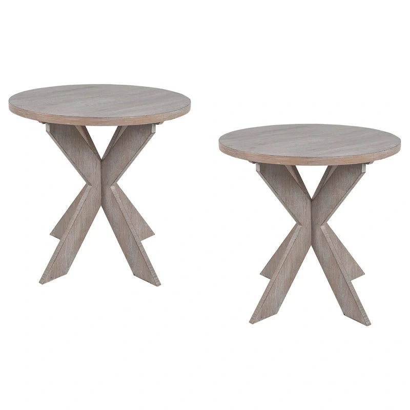 COZAYH Set of 2 Rustic Farmhouse End Tables with Storage Shelf - Vintage Grey French Country Accent Side Tables 13