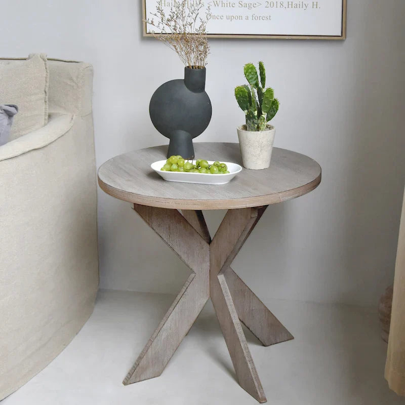 COZAYH Set of 2 Rustic Farmhouse End Tables with Storage Shelf - Vintage Grey French Country Accent Side Tables 14