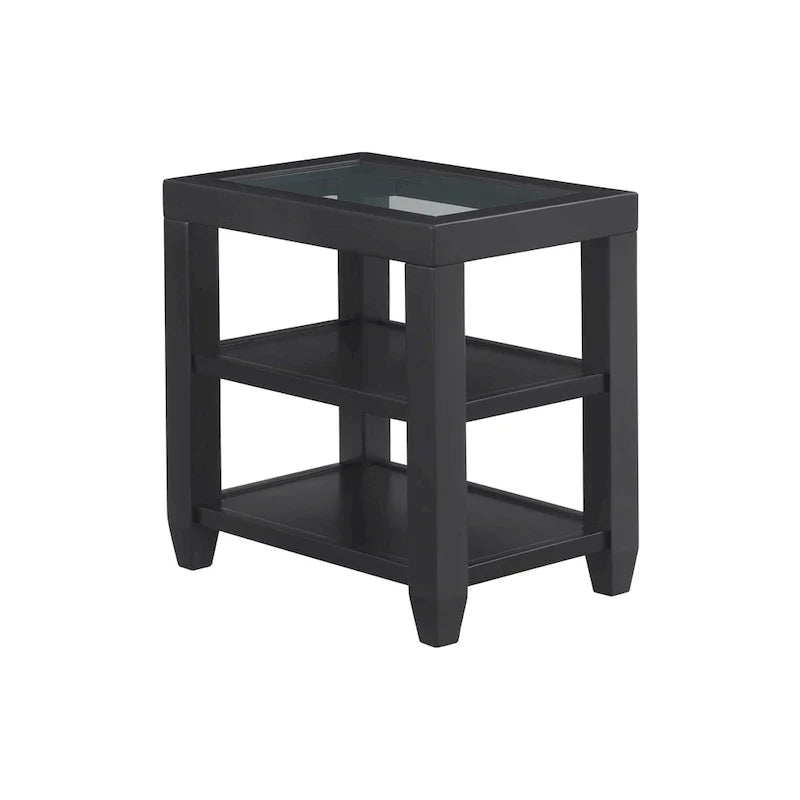 Cordero 16-Inch Wide Wood and Glass Top Chairside End Table with Shelf Storage 2