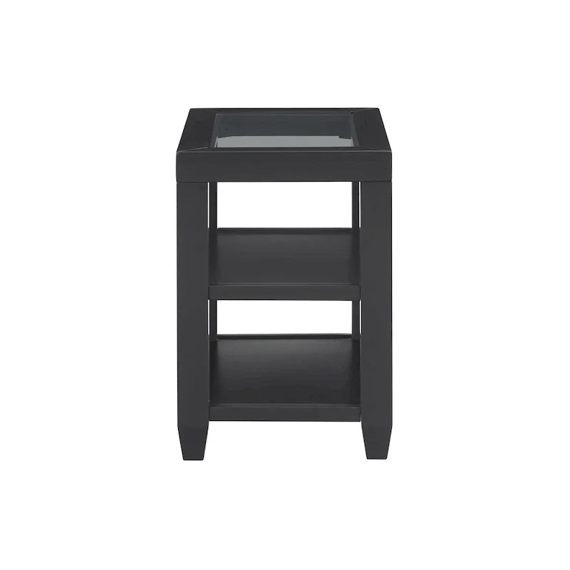 Cordero 16-Inch Wide Wood and Glass Top Chairside End Table with Shelf Storage 5
